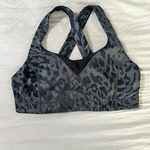 lululemon athletica Gray Leopard-Print Crossback Sports Bra
